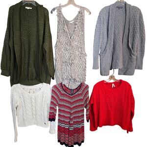 Women's Medium M 8 10 Sweaters Cardigans Pullovers Vests Wholesale Bulk Lot of 6